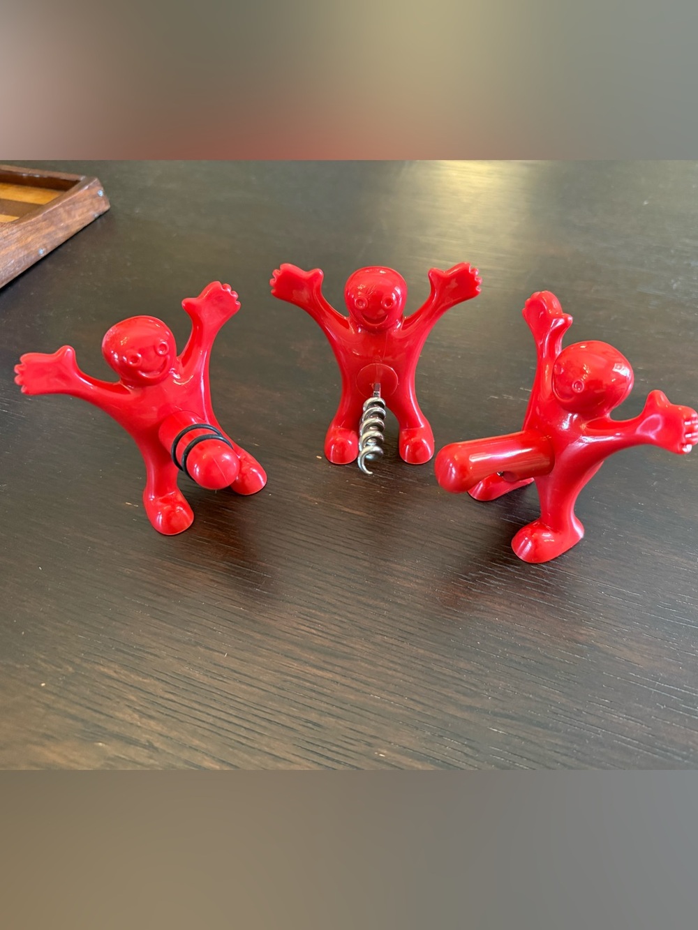 Keith Haring-inspired Red Whimsical Figures for Bottle Opener and Corkscrew Set